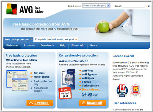 avg free homepage