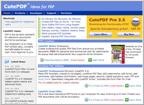 cutepdf homepage