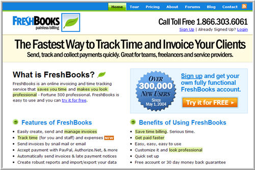freshbooks homepage