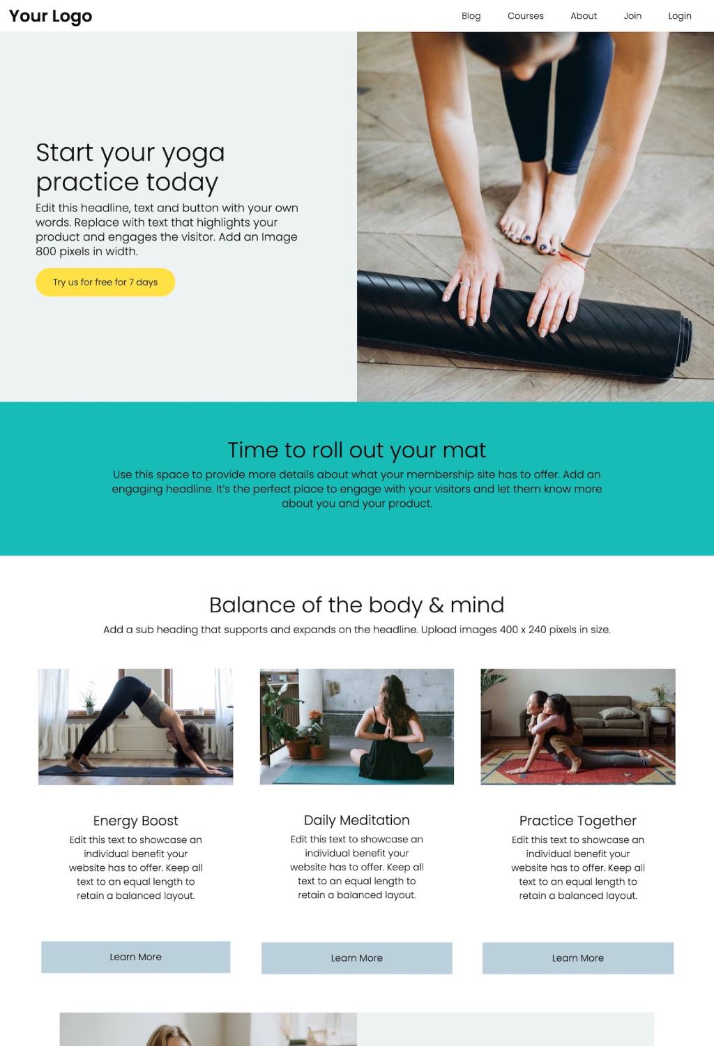 yoga website template